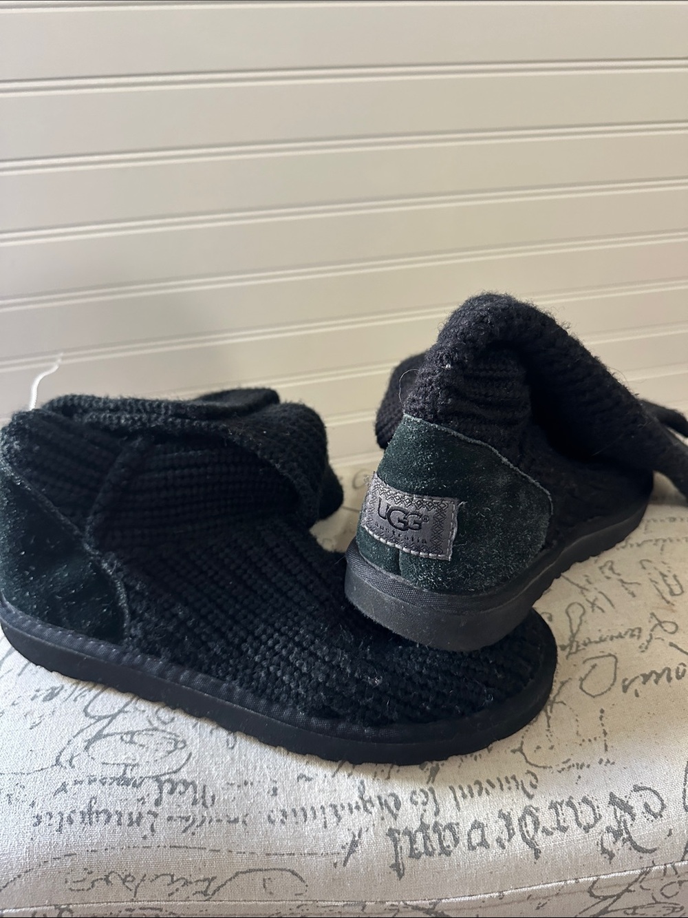 UGG women’s Black Knit Slip-On Booties boots